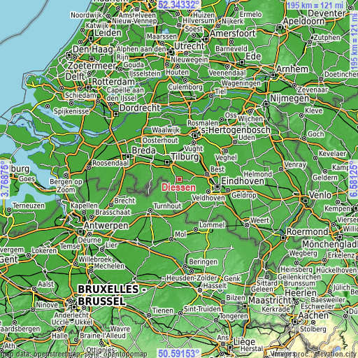 Topographic map of Diessen