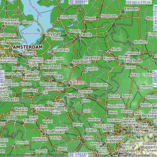 Topographic map of Dieren