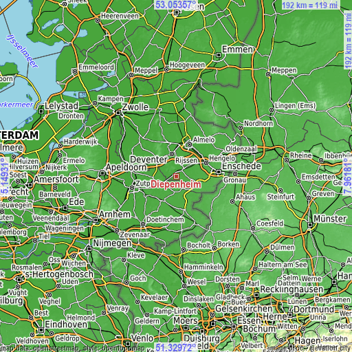 Topographic map of Diepenheim