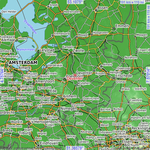 Topographic map of Deventer