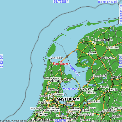 Topographic map of Den Oever