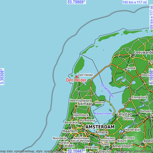 Topographic map of Den Helder