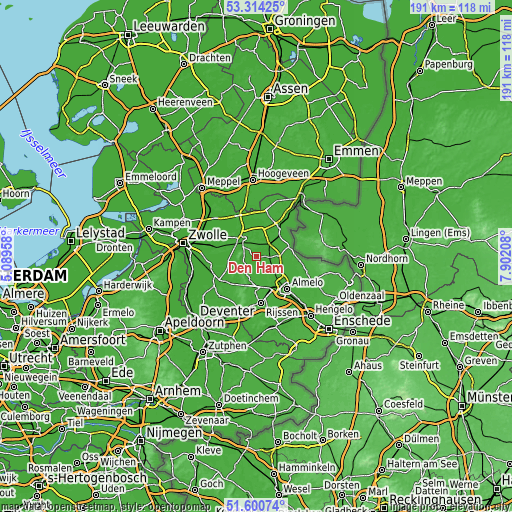 Topographic map of Den Ham