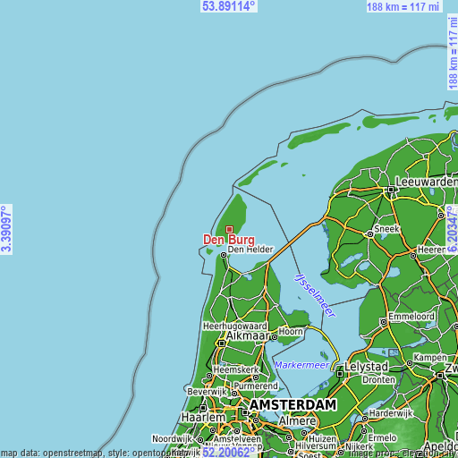 Topographic map of Den Burg