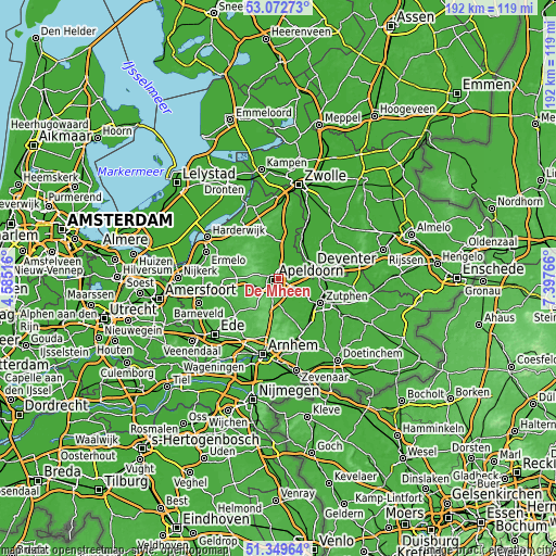 Topographic map of De Mheen