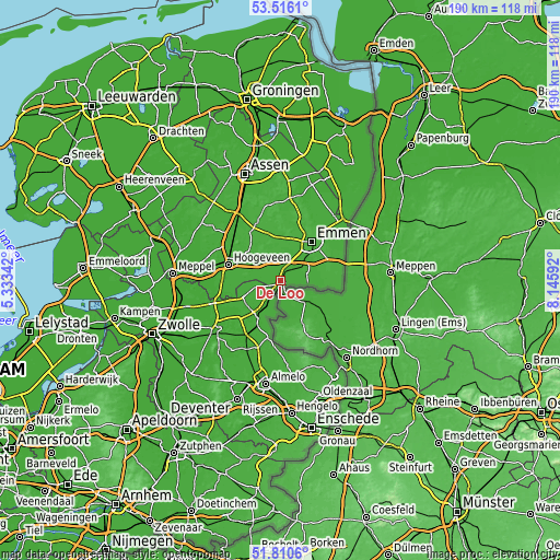 Topographic map of De Loo