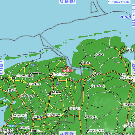 Topographic map of Delfzijl
