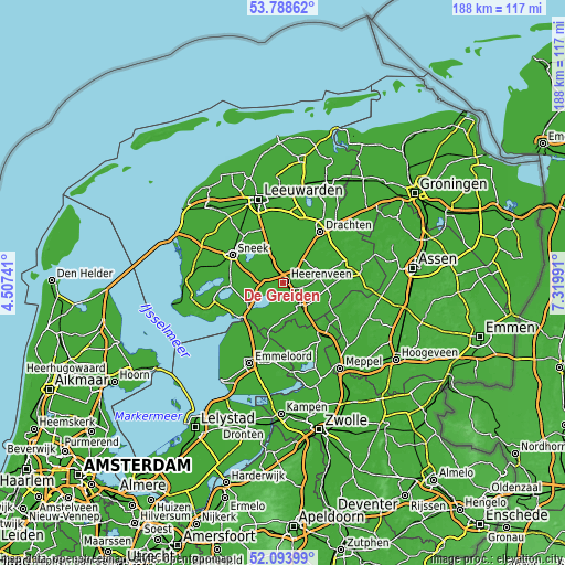 Topographic map of De Greiden