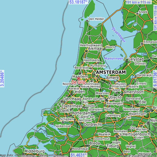 Topographic map of De Glip