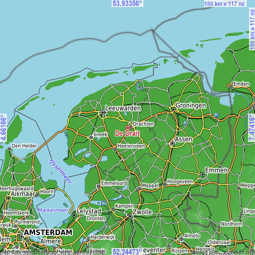 Topographic map of De Drait