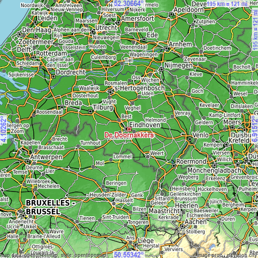 Topographic map of De Doornakkers