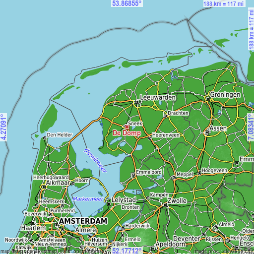 Topographic map of De Domp