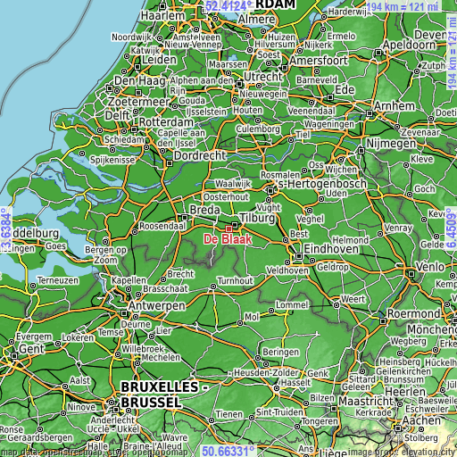 Topographic map of De Blaak