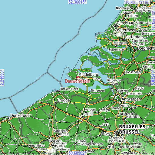 Topographic map of Dauwendaele