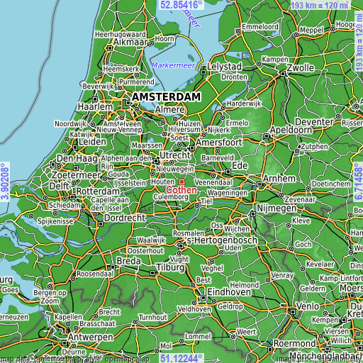 Topographic map of Cothen