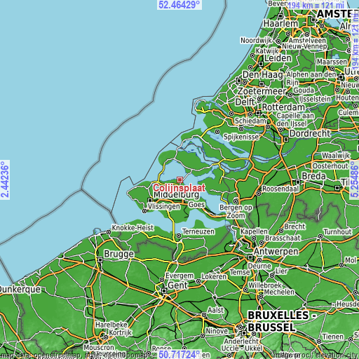 Topographic map of Colijnsplaat