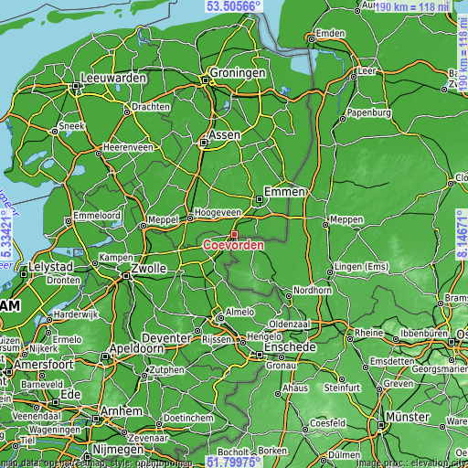 Topographic map of Coevorden