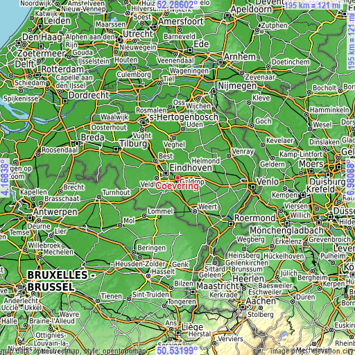 Topographic map of Coevering