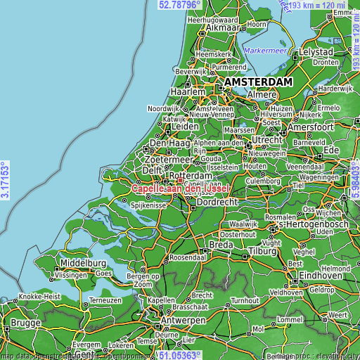 Topographic map of Capelle aan den IJssel