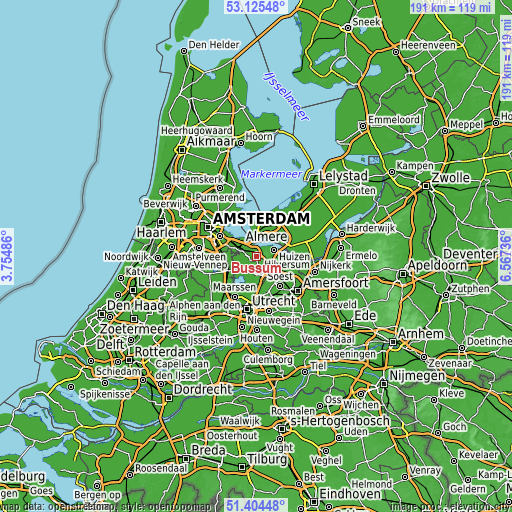 Topographic map of Bussum
