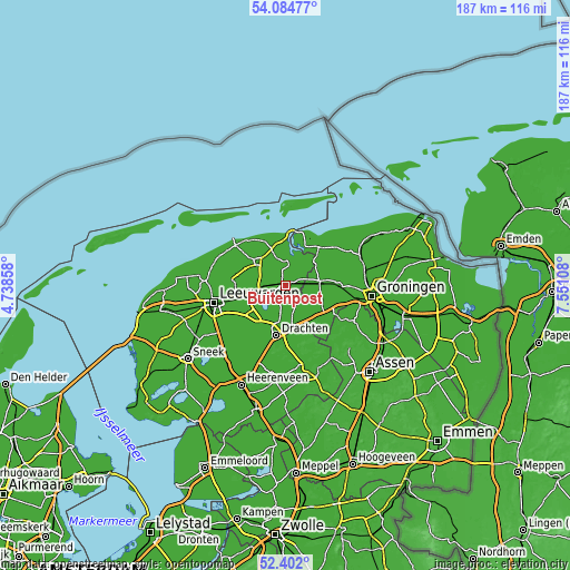 Topographic map of Buitenpost