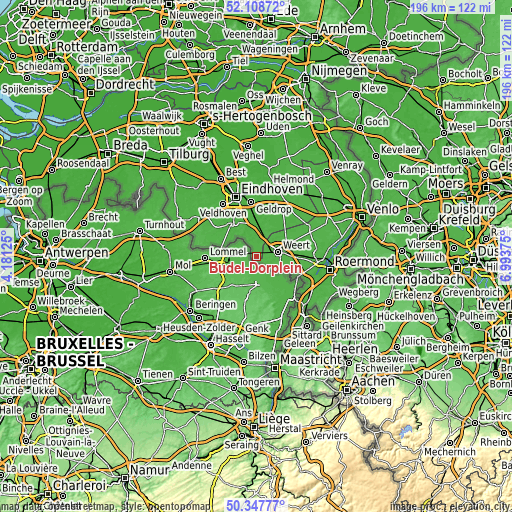 Topographic map of Budel-Dorplein