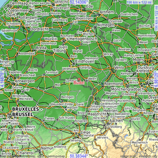 Topographic map of Budel