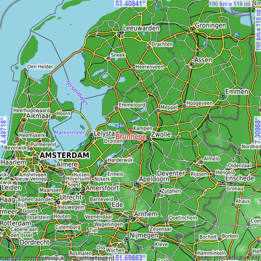 Topographic map of Brunnepe