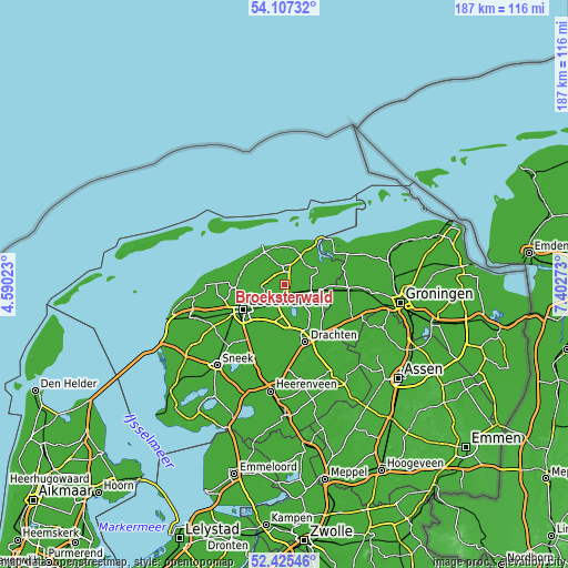 Topographic map of Broeksterwâld