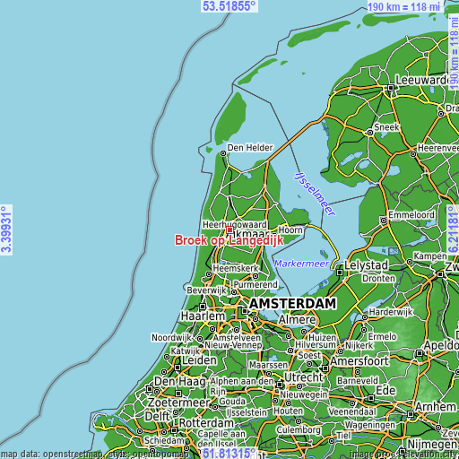 Topographic map of Broek op Langedijk