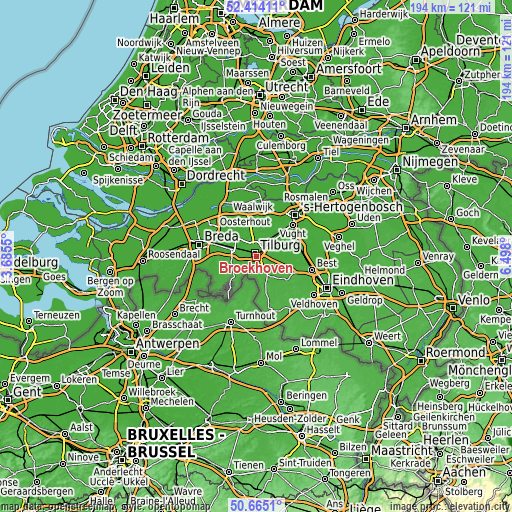 Topographic map of Broekhoven