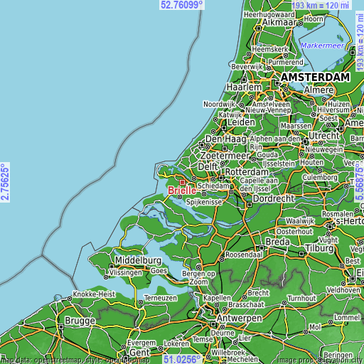 Topographic map of Brielle