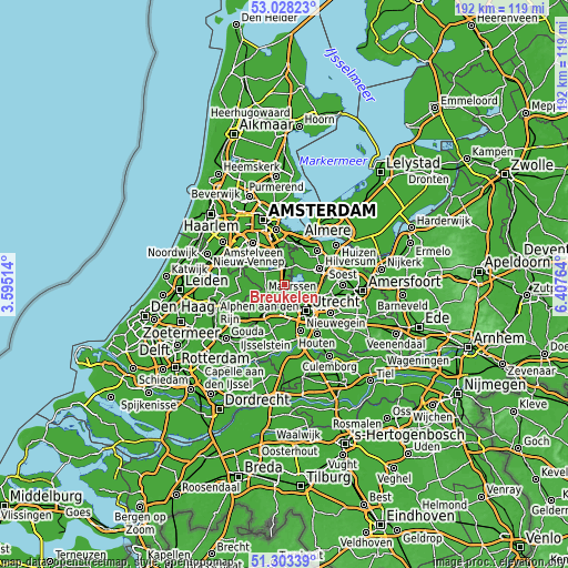 Topographic map of Breukelen