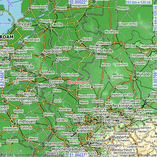 Topographic map of Bredevoort