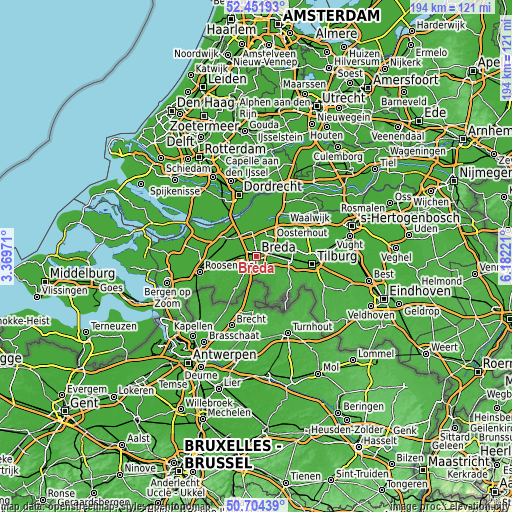 Topographic map of Breda