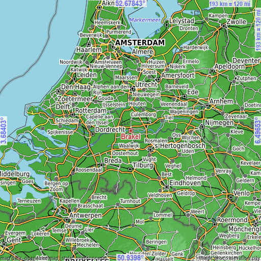 Topographic map of Brakel