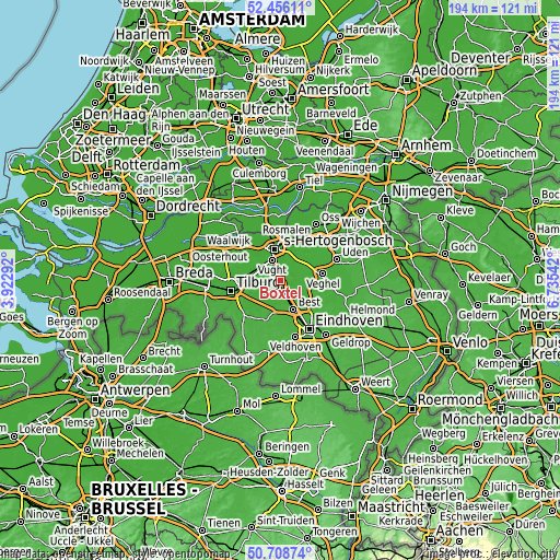 Topographic map of Boxtel