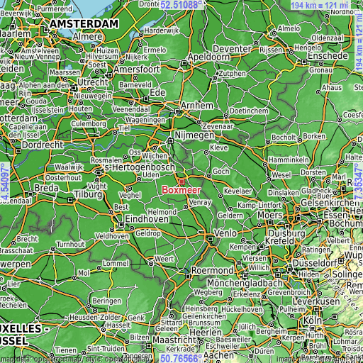 Topographic map of Boxmeer