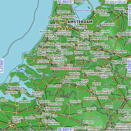 Topographic map of Boven-Hardinxveld