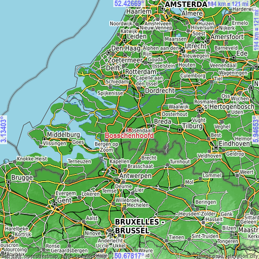 Topographic map of Bosschenhoofd