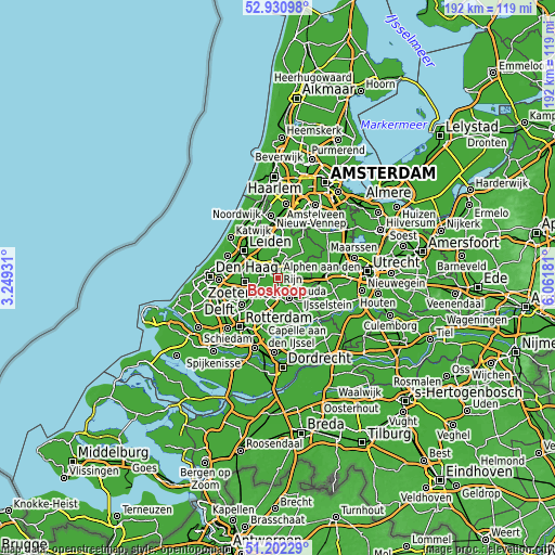 Topographic map of Boskoop