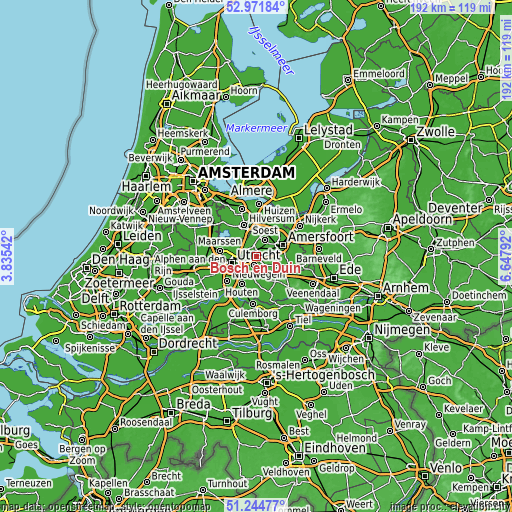 Topographic map of Bosch en Duin