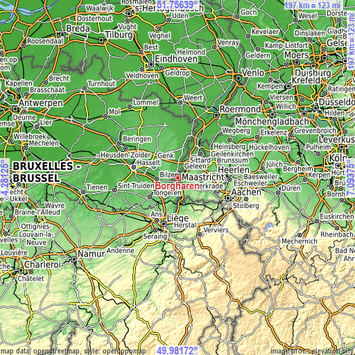 Topographic map of Borgharen