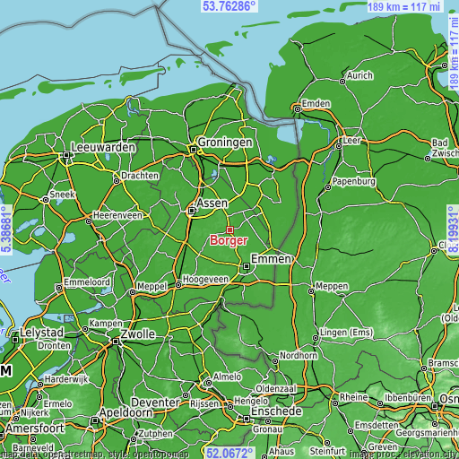 Topographic map of Borger