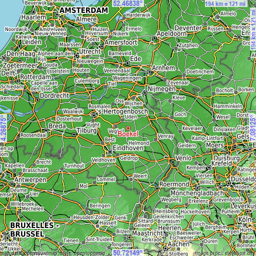 Topographic map of Boekel