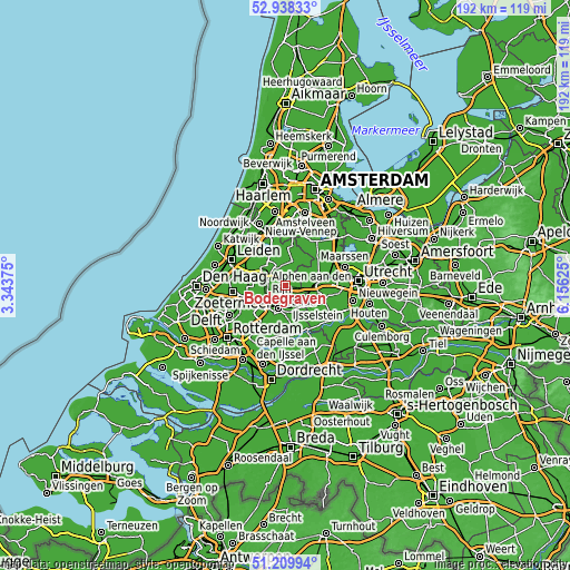 Topographic map of Bodegraven