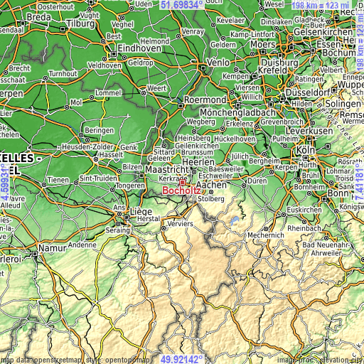 Topographic map of Bocholtz