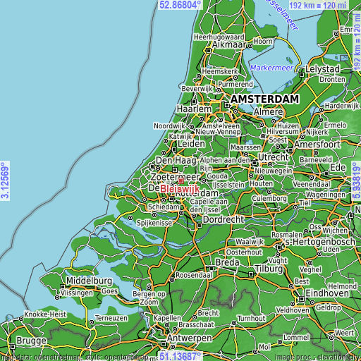 Topographic map of Bleiswijk