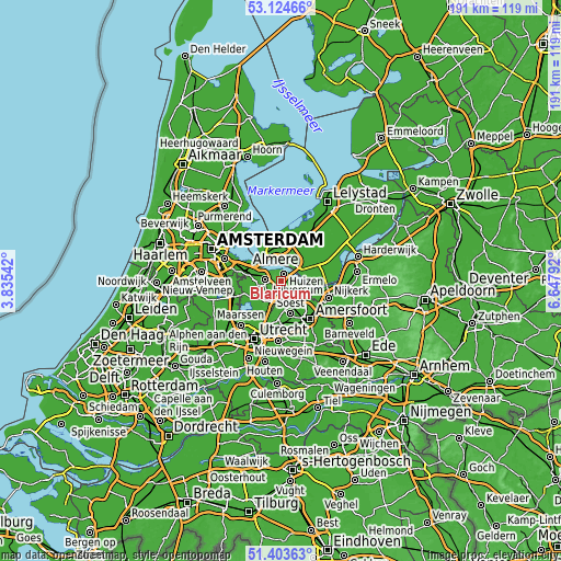 Topographic map of Blaricum