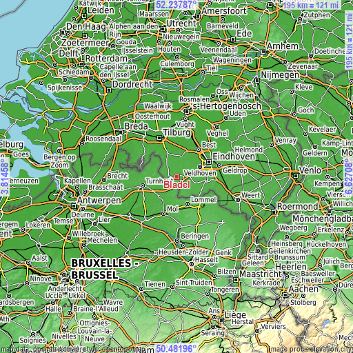 Topographic map of Bladel